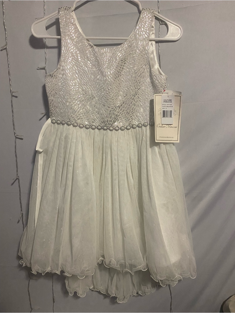 White Sparkle Girls Dress